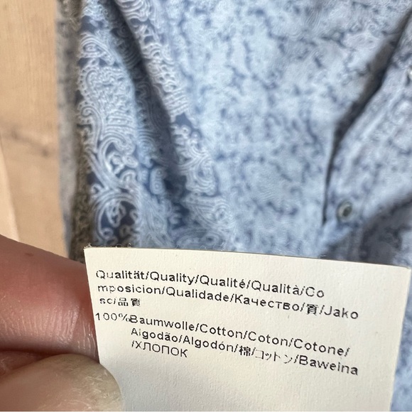 Hugo Boss Mens Blue Paisley Print Button Down Casual Orange Label - Picture 8 of 8